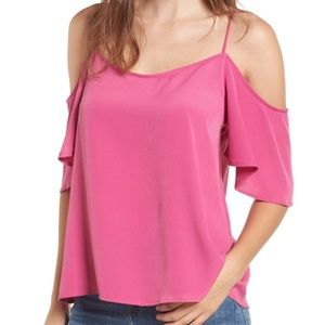 BP flowy cold shoulder shirt - red